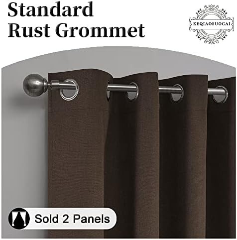 Coffee brown linen blackout curtain 90 in — photo 4