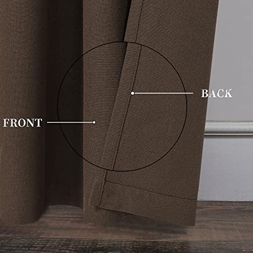 Coffee brown linen blackout curtain 90 in — photo 5