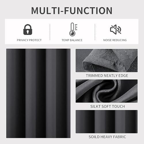 Thermal Insulated Grey Grommet Blackout Curtains — photo 3