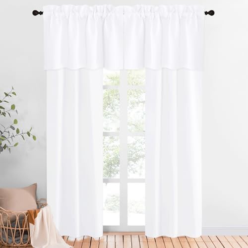 Pure white rod pocket curtains 84 in