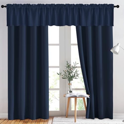 Navy blue grommet total blackout curtains 78 in