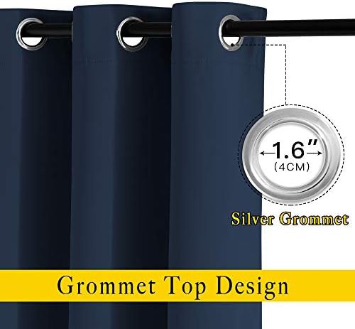 Navy blue grommet total blackout curtains 78 in — photo 3