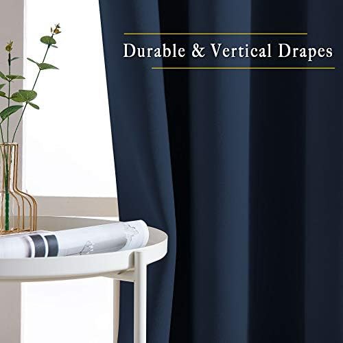 Navy blue grommet total blackout curtains 78 in — photo 5