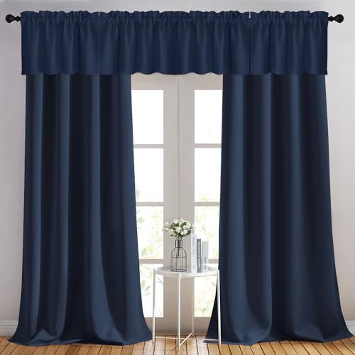 Navy grommet blackout window curtains 95 in