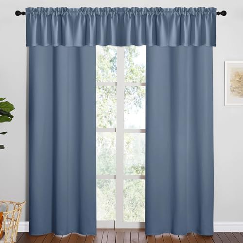 Stone blue grommet total blackout curtains 72 in