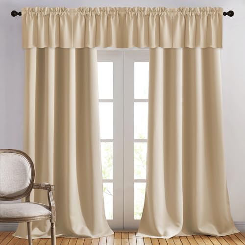 Biscotti beige grommet room darkening curtains 90 in