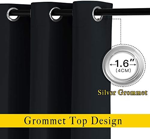 Black total blackout grommet curtains with valances 90 in — photo 3