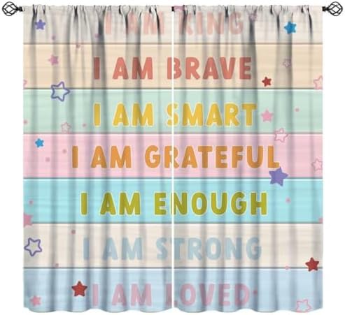 Rainbow Positive Quotes Kids Bedroom Curtains