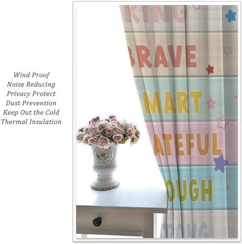 Rainbow Positive Quotes Kids Bedroom Curtains — photo 5