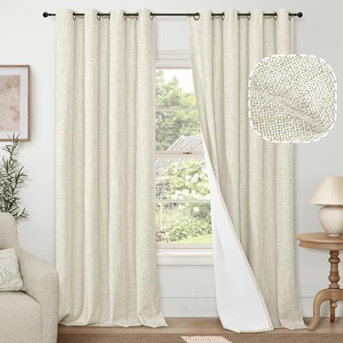 Natural linen blackout curtain 90 in