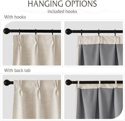 Linen Pinch Pleated Total Blackout Drapes — photo 3
