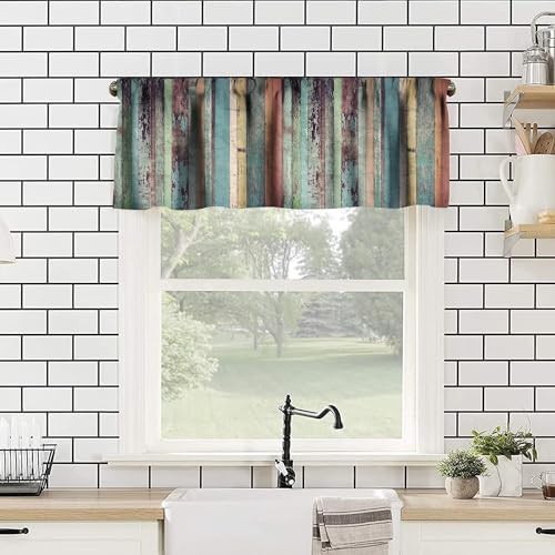 Rustic Vintage Wooden Board Print Curtains — photo 3
