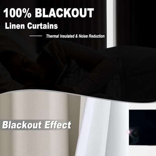 Pinch pleated ivory blackout linen drapes — photo 3