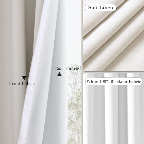 Pinch pleated ivory blackout linen drapes — photo 5