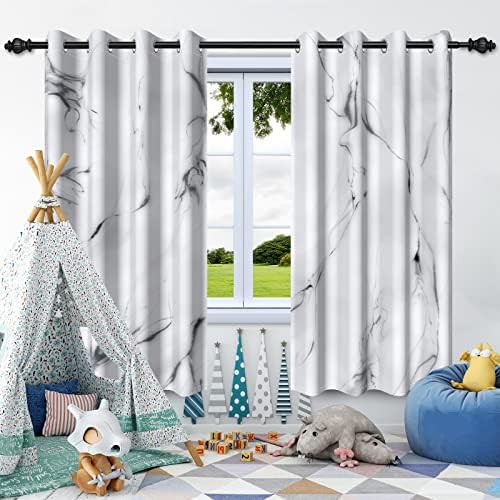 Marble white thermal insulated room drapes — photo 3