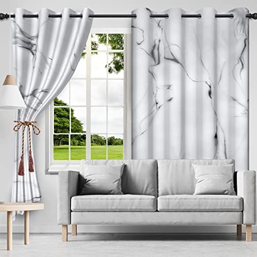 Marble white thermal insulated room drapes — photo 5