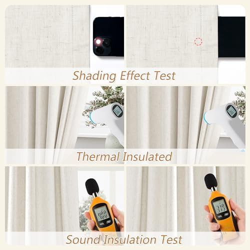 Cream linen blackout curtains 84 in panels — photo 5