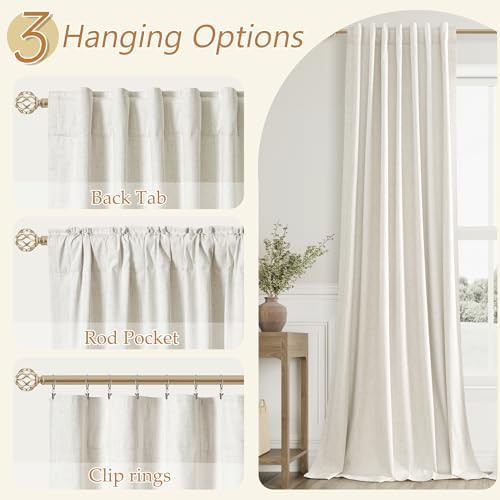 Cream linen blackout curtains 96 in length — photo 5