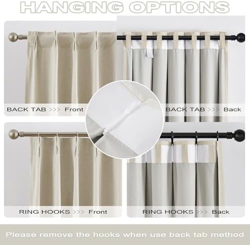 Cream linen pinch pleated blackout curtains 96 in — photo 3