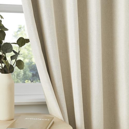 Cream linen pinch pleated blackout curtains 96 in — photo 4