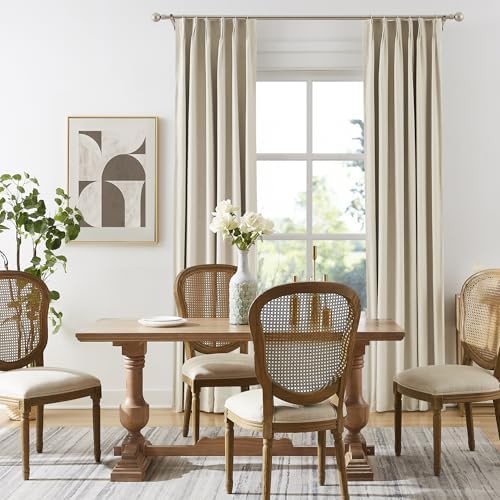 Cream linen pinch pleated blackout curtains 96 in — photo 5