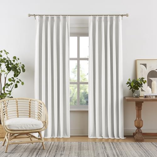 White accordion pinch pleated curtains 90 in