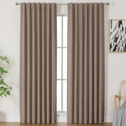 Long Natural Linen Back Tab Curtains