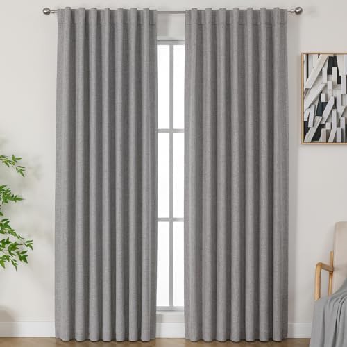 Light Grey Back Tab Linen Drapes
