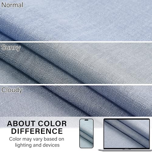 Dusty blue pinch pleated 95 inch blackout curtain — photo 4