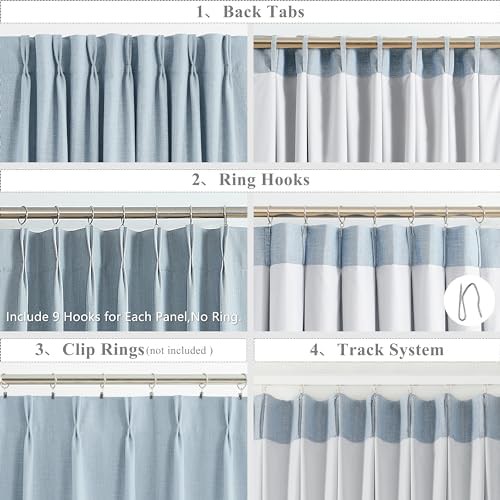 Dusty blue pinch pleated 95 inch blackout curtain — photo 5
