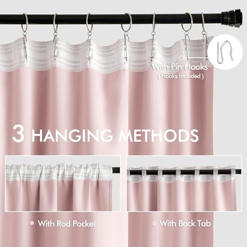 Light pink back tab blackout curtains 96 in — photo 3