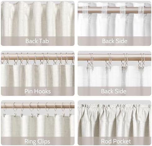 Natural Cream Back Tab Linen Blackout Drapes — photo 3