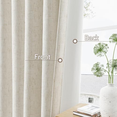 Natural Cream Back Tab Linen Blackout Drapes — photo 5