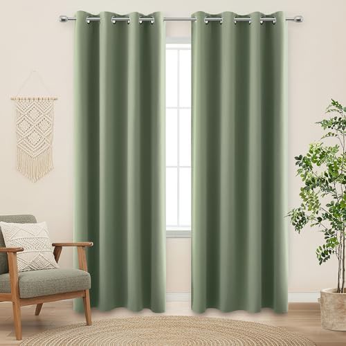 Sage green boho smart curtains 86 in