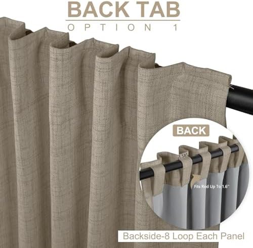 Faux Linen Total Blackout Curtains for Bedroom 84 Inches Long leather — photo 3