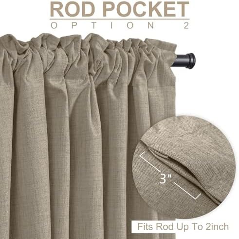 Faux Linen Total Blackout Curtains for Bedroom 84 Inches Long leather — photo 4