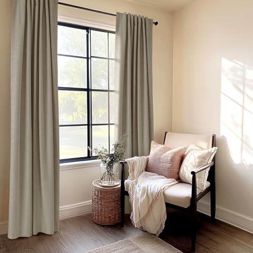 Faux Linen Total Blackout Curtains for Bedroom 84 Inches Long leather — photo 5