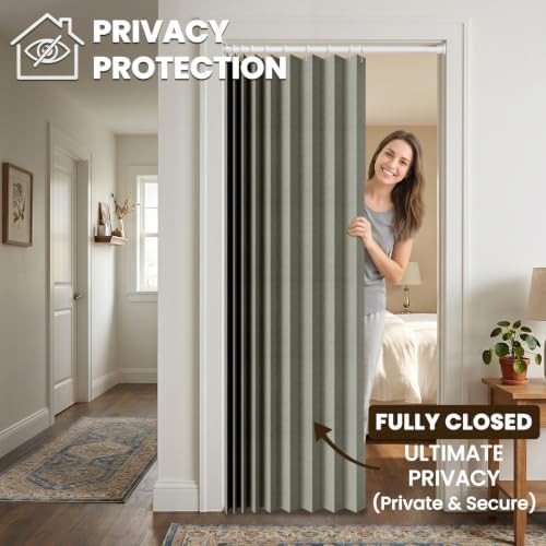 Grey magnetic accordion door curtain 42 by 78 in — photo 3