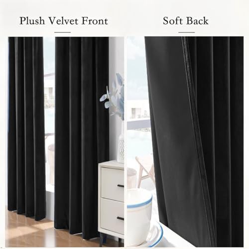 Black velvet vintage style blackout curtains — photo 4