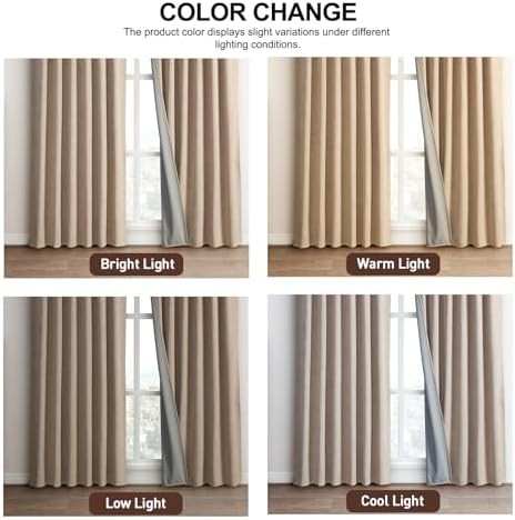 Natural linen textured 100% blackout curtains — photo 4
