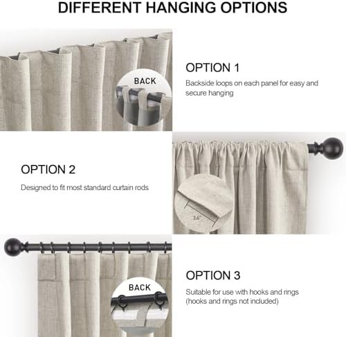 Beige linen thermal insulated blackout drapes — photo 3