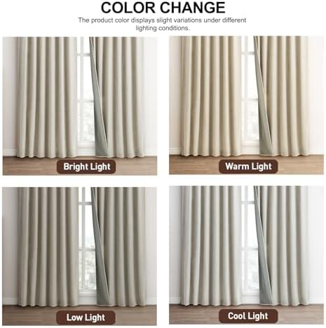 Beige linen thermal insulated blackout drapes — photo 4