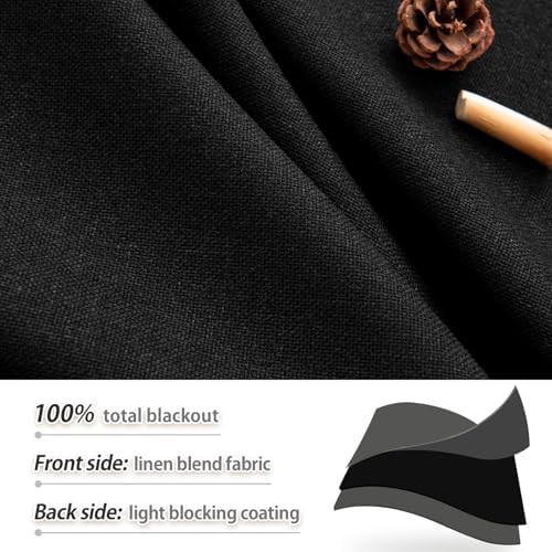 Black linen total blackout window panels — photo 4