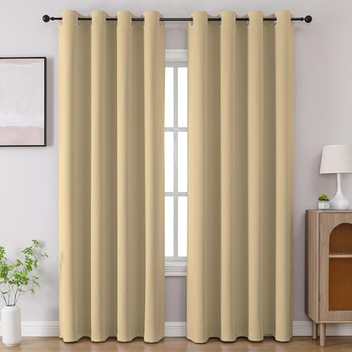 Beige room darkening 84 inch drape