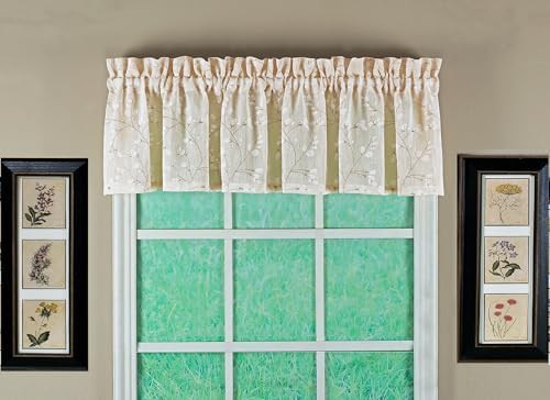 Willow faux linen print straight valance ivory