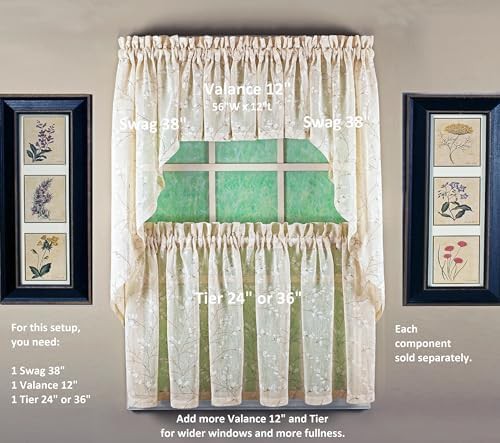 Willow faux linen print straight valance ivory — photo 5