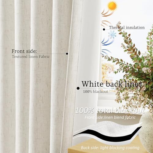Natural linen 90 inch grommet blackout curtains — photo 5