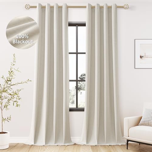 Grayish brown linen 90 inch grommet curtains
