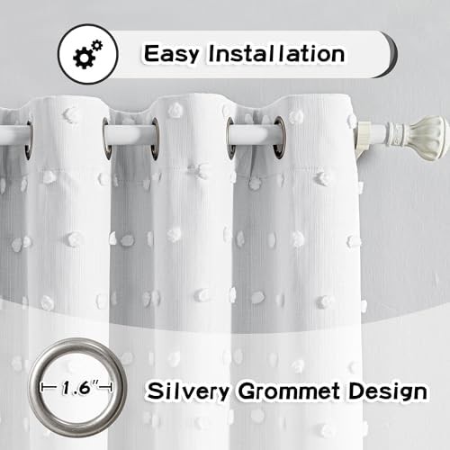 White pom pom total blackout curtains for girls room — photo 3