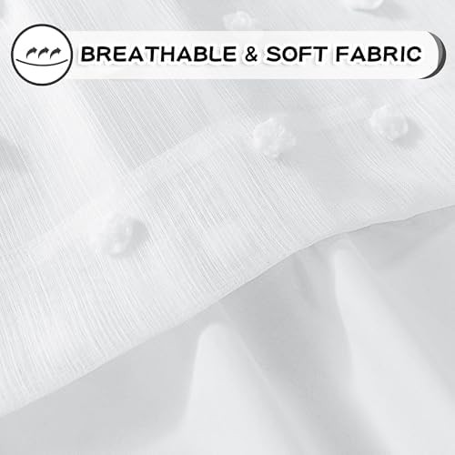White pom pom total blackout curtains for girls room — photo 4